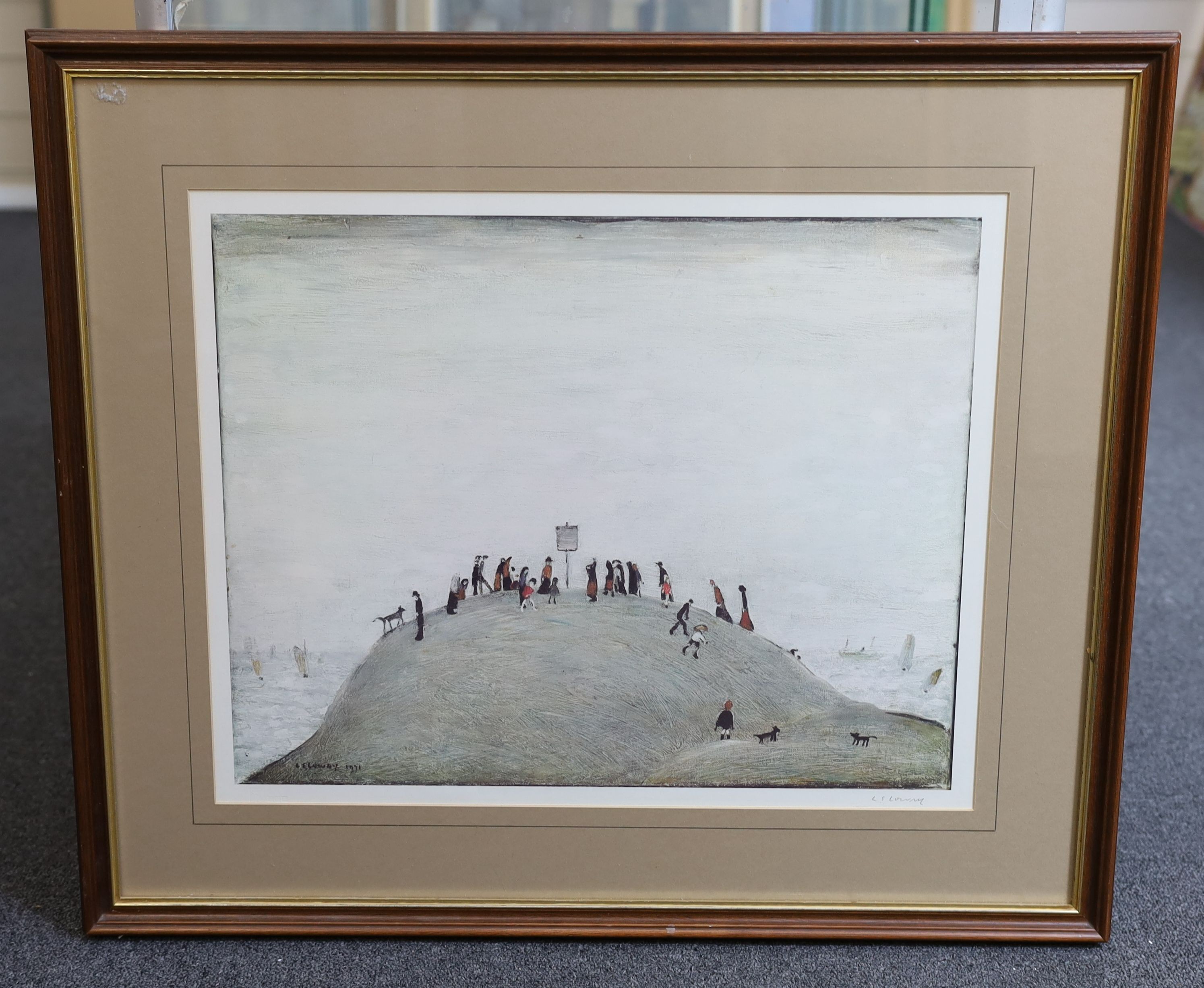 Lawrence Stephen Lowry (1887-1976), 'The Notice Board', offset lithograph, 43 x 53cm